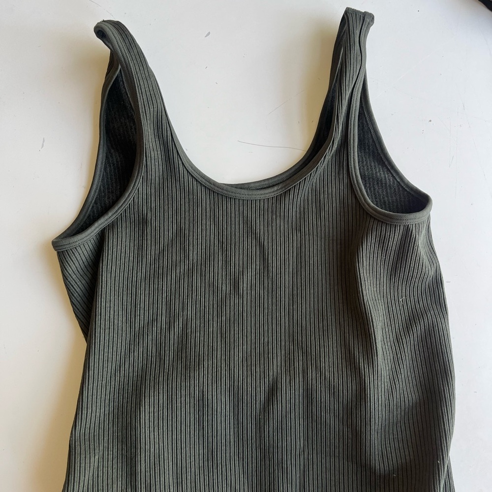 Olive Ribbed Tank Top